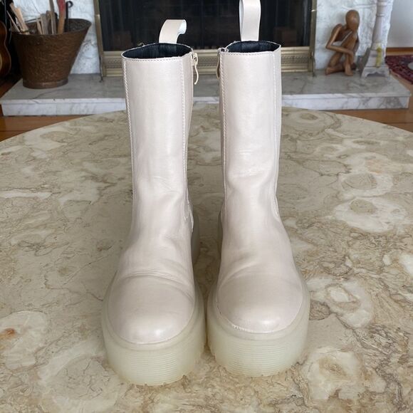 Shein Platform Boots Minimalist Blush Pink Faux Leather - Picture 3 of 15